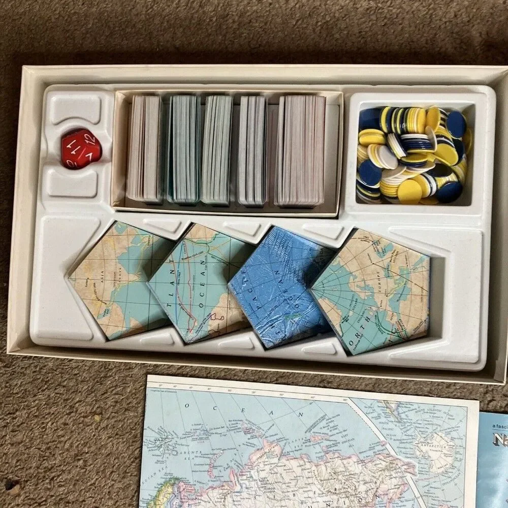 National Geographic Global Pursuit Geography Map Board Game 1987 Complete